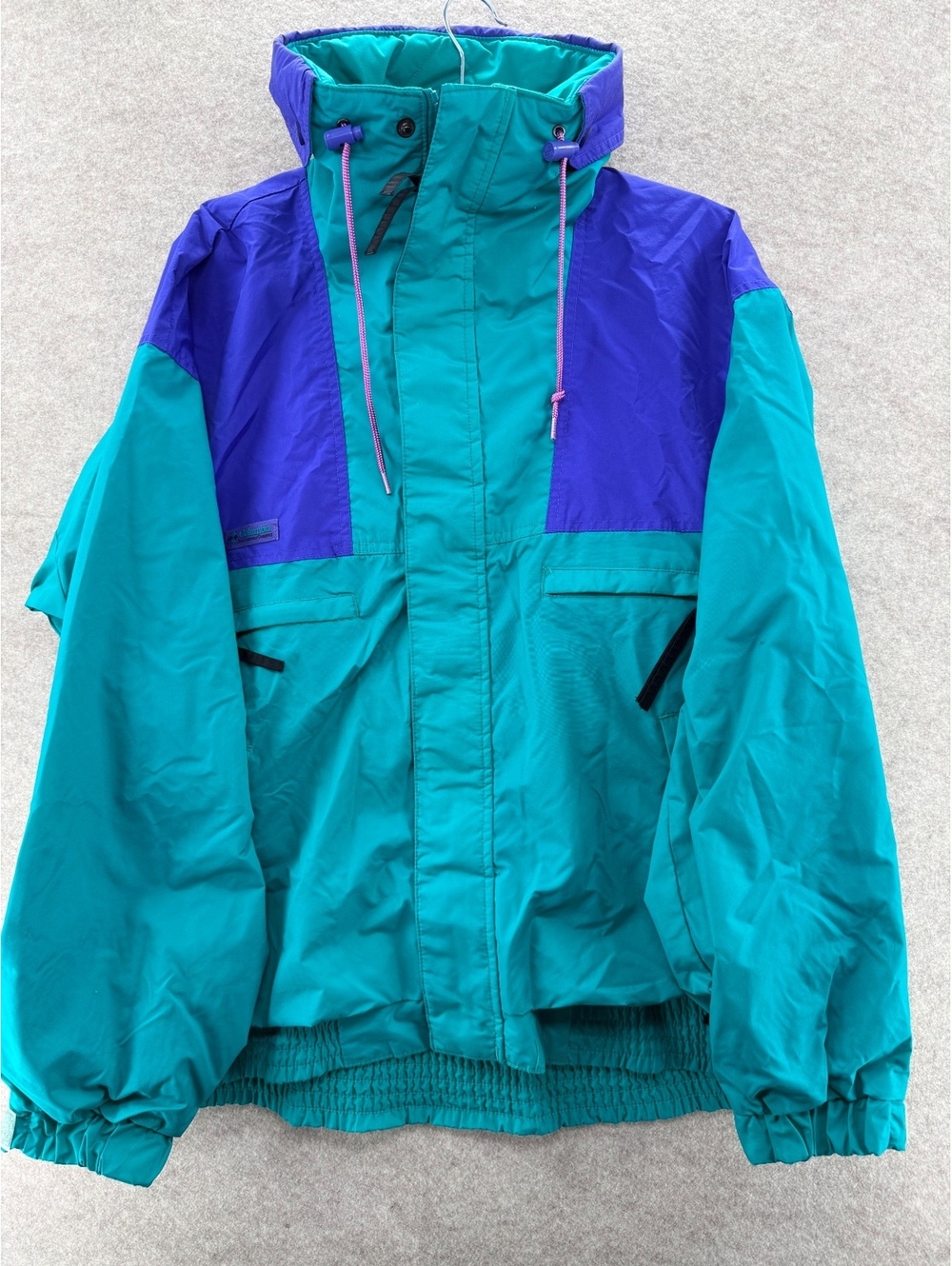 Vintage Columbia Vamoose Jacket Teal Purple Hooded Ski Coat Men’s Medium